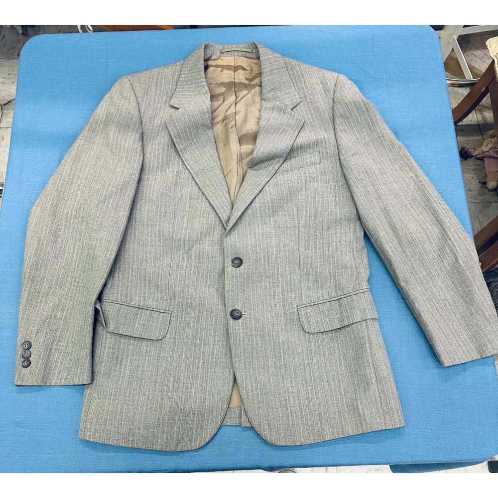 Egon Von Furstenberg Mens Grey Pinstripe Blazer Sport Coat Size 38S
